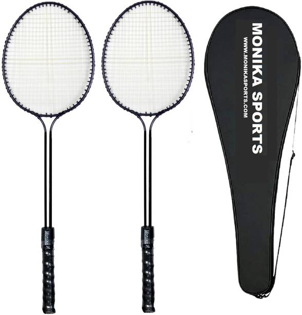मोनिका स्पोर्ट्स 2 Double Shaft Racquet With 1 Cover बहुरंगी स्ट्रंग बैडमिंटन रैकेट