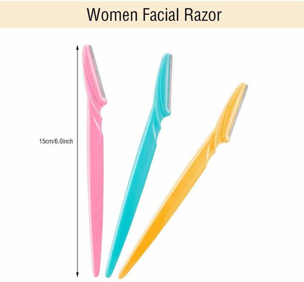Top Select Eyebrow Facial Hair Remover Razor for Face, Women and Men (Multicolour) (Pack Of 2) (3 X 2 = 6), Women