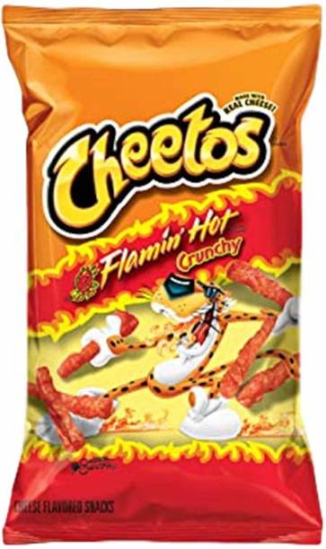 Cheetos Flamin Hot Crunchy Snacks - Cheese Flavoured, 226.8g Chips