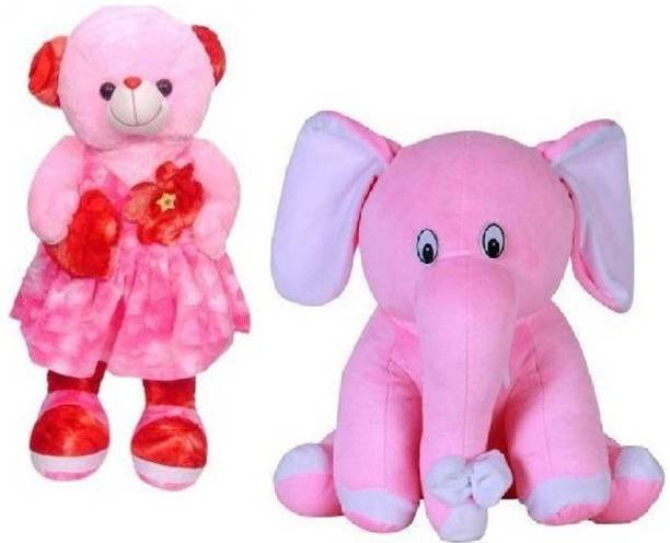 MPR ENTERPRISES Pink Long Doll & Elephant Soft toy for Kids Playing Teddy Bear  - 45 cm