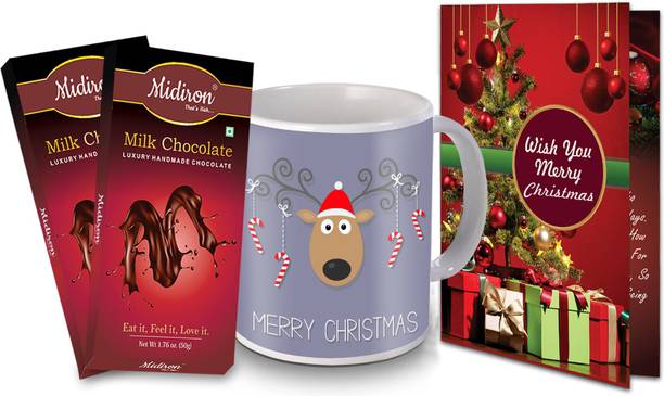 Midiron Christmas Gifts, Milk Chocolate Bar | Greeting Card | Printed Coffee Mug for Friend & Relative IZ20NJP-56 Ceramic, Paper Gift Box