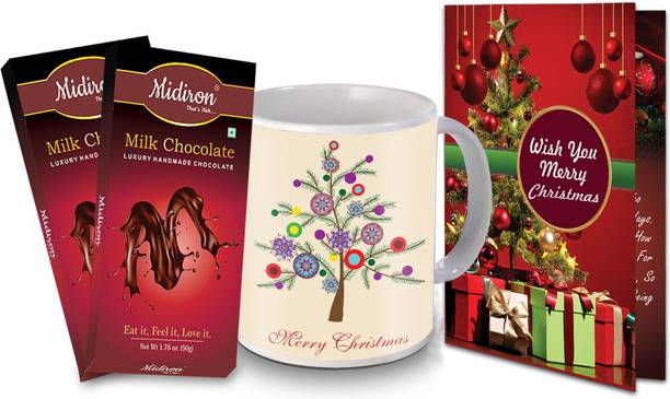 Midiron Christmas Gifts, Milk Chocolate Bar | Greeting Card | Printed Coffee Mug for Friend & Relative IZ20NJP-01 Ceramic, Paper Gift Box