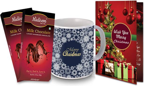 Midiron Christmas Chocolate Gifts, Milk Chocolate Bar | Greeting Card | Printed Coffee Mug for Friend & Relative IZ20NJP-138 Ceramic, Paper Gift Box