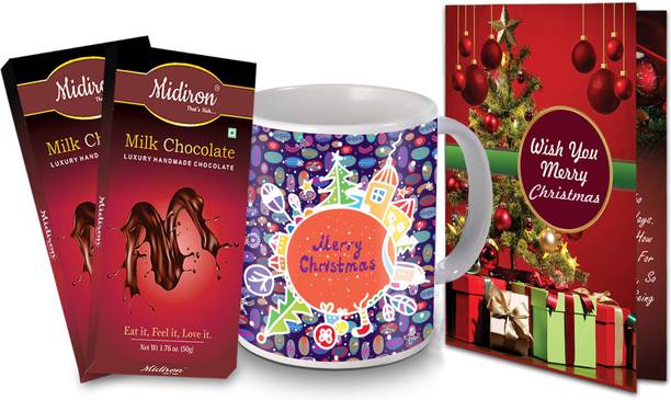Midiron Christmas Gifts, Milk Chocolate Bar | Greeting Card | Printed Coffee Mug for Friend & Relative IZ20NJP-11 Ceramic, Paper Gift Box
