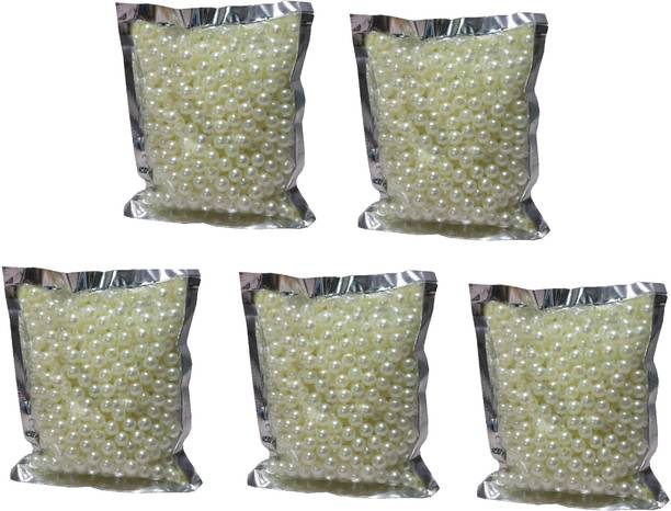 De-Ultimate Pack of 500 Gram(1250 Approx) 8mm Off-White Pearl Bead Moti Balls Craft Material for Artificial Jewellery Making Beading Scrap Booking Craftworks and Decorations