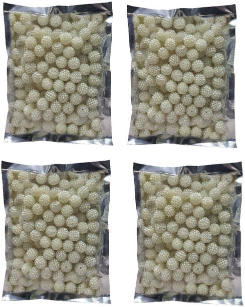 De-Ultimate Pack of 400 Gram(400 Pcs Approx) 14mm White Angura Moti Balls Pearl Bead Stone Embroidery Craft Material for Artificial Jewellery Beading Scrap Booking Craftworks and Decorations