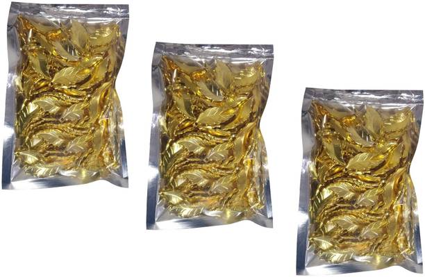 Utkarsh Pack of 300 Gram(270 Approx) Golden Leafs Design Pearl Bead Moti Stone Embroidery Craft Material for Artificial Jewellery Beading Scrap Booking Craftworks and Decorations