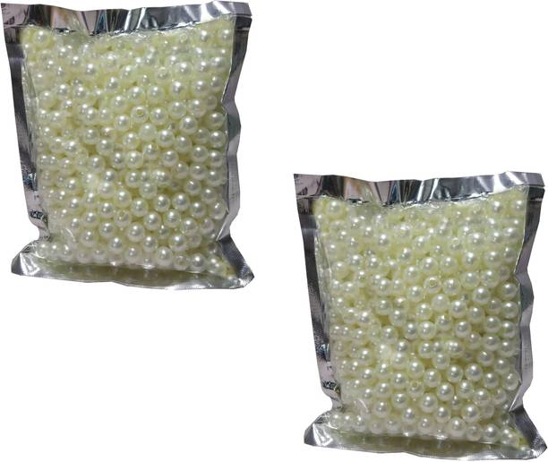 Utkarsh Pack of 200 Gram(500 Approx) 8mm Off-White Pearl Bead Moti Balls Craft Material for Artificial Jewellery Making Beading Scrap Booking Craftworks and Decorations