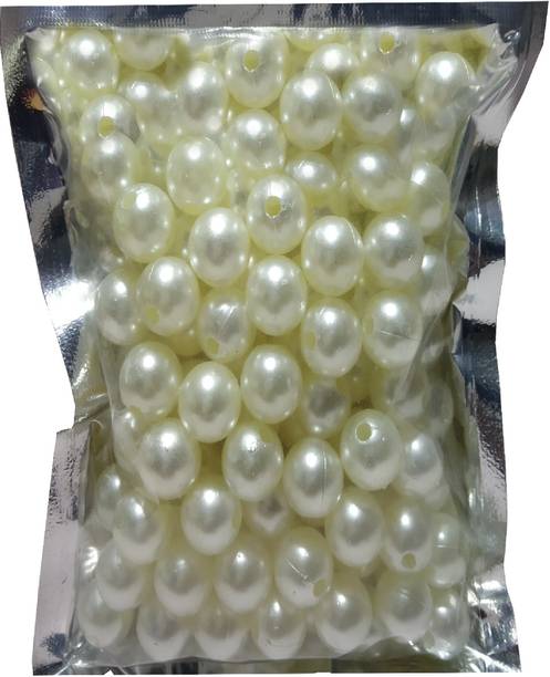 Utkarsh Pack of 100 Gram(250 Approx) 12mm Off-White Pearl Bead Moti Balls Craft Material for Artificial Jewellery Making Beading Scrap Booking Craftworks and Decorations