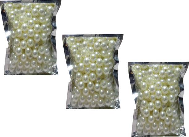 Uniqon Pack of 300 Gram(750 Approx) 12mm Off-White Pearl Bead Moti Balls Craft Material for Artificial Jewellery Making Beading Scrap Booking Craftworks and Decorations