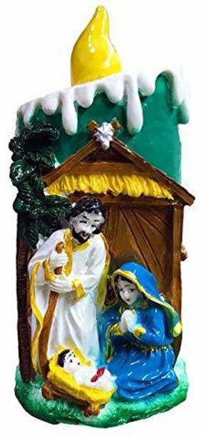 Delhi Gift House Jesus Christ Mary Family Candle Shape Statue Figurine Christian Religious, Nativity Set, Ideal Gift for Christmas & Home/Car/Office Decor (12 cm) Assembled 12 cm Pack of 1