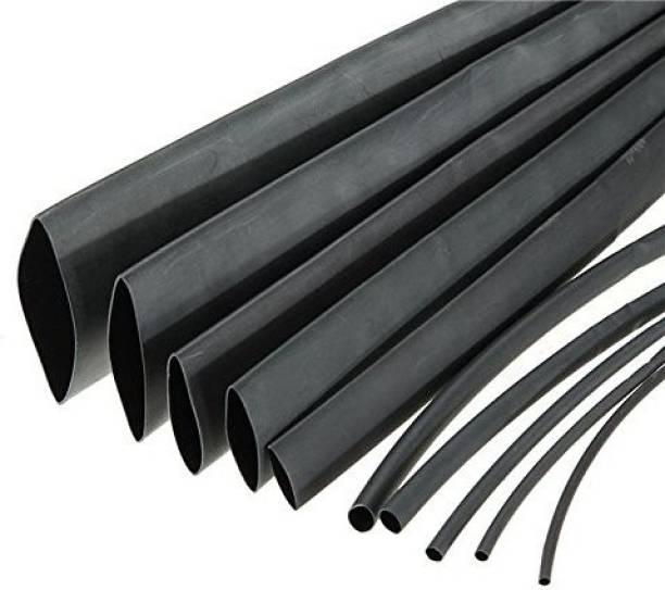 RPI SHOP 10 Meters in total Heat Shrink Tubes: 1 meter each of (1mm, 3mm, 5mm, 6mm, 8mm & 10mm) & 2 meter each of (2mm & 4mm) Total 10 Meter Polyolefin 2:1 Sleeve for Wrap - Black Heat Shrink Cable Sleeve
