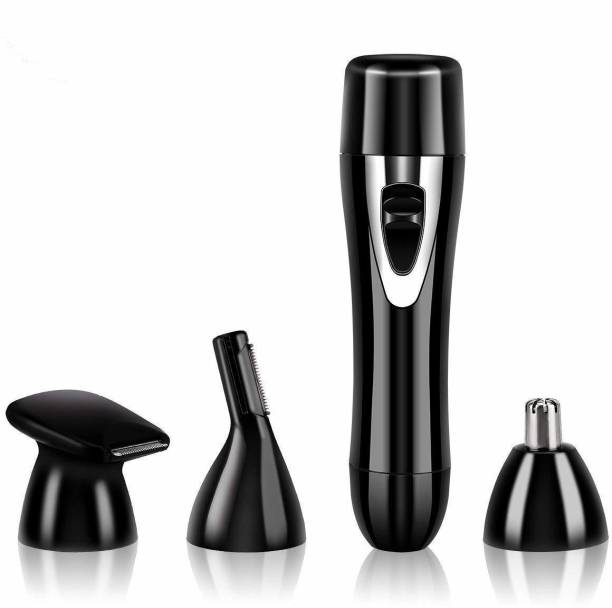 Painless Hair Removal for Women- 4 in 1 Electric Hair Shaver Kit Include Face Hair Remover, Eyebrow Trimmer, Body Shaver, Nose Hair Trimmer, Waterproof Razor with USB Charging (Black) Cordless Epilator