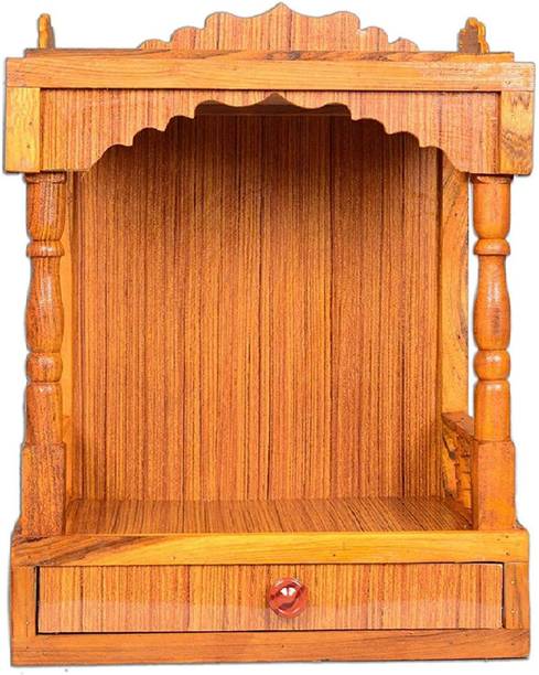 Skypure beautiful wooden Plywood Mandir for Pooja Home Decoration Wall Hanging Engineered Wood Home Temple