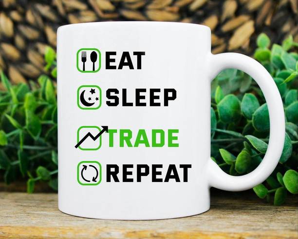 JAIPURART "Eat Sleep Trade Repeat" Funny Design Printed For A Stock Trader सिरेमिक मग