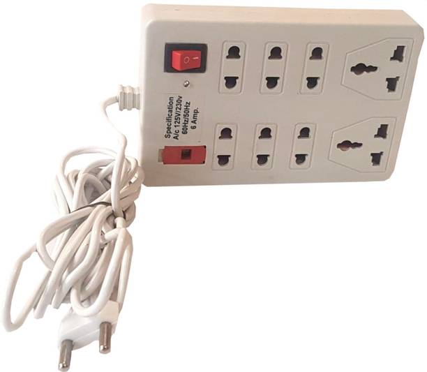 FabTrends 8+1 MINI POWER STRIP/ EXTENSION BOARD (with power fuse and led indicator) 8  Socket Extension Boards