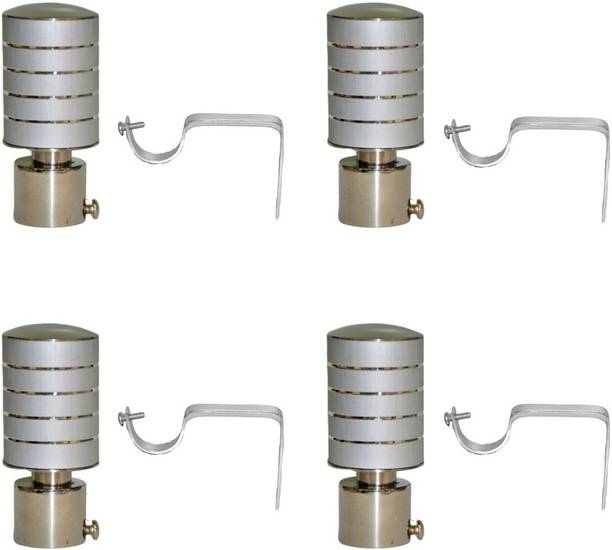 GLOXY Silver Rod Rail Bracket, Curtain Knobs, Curtain Hooks, Curtain Rods Metal