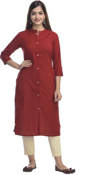 Women Dyed/Ombre Pure Cotton A-line Kurta Price in India