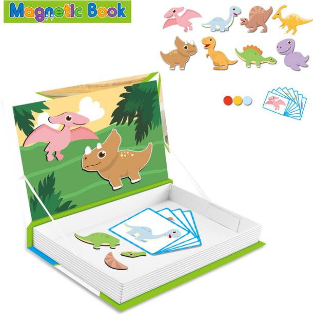 Toyshack Dinosaur Magnetic Puzzles with 25 Magnet Meshes for Kids | Educational, Creativity, Multicolor