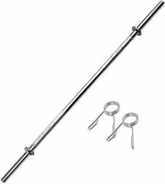 KNK 5 FT Straight Bar Rod (19mm) for Biceps & Bench Press Exercises with Spring Lock Weight Lifting Bar