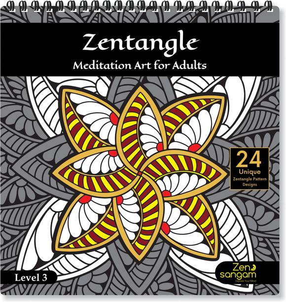 Zen Sangam Zentangle Meditation Art Coloring Book for Adults - Level 3