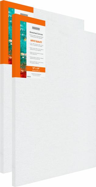 Pragati Systems 'Artist' Series 10 oz Pre-stretched Canvas (18"x24") Polycotton Medium Grain Pre Stretched Canvas (Set of 2)