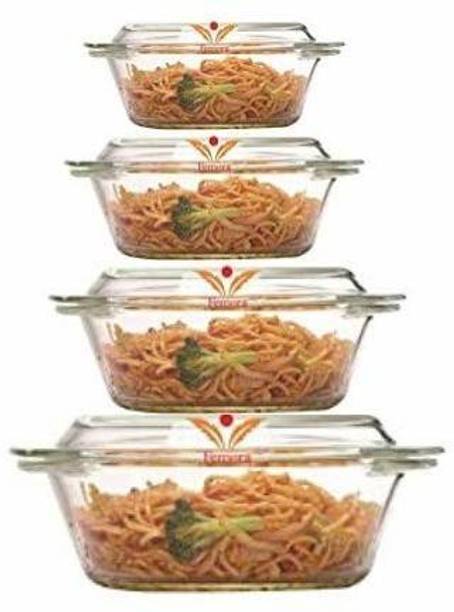फेस्टडेको Glass Casserole, Set of 4, 700 ml, 1000 ml, 1550 ml, 2000 ml 4 का पैक सर्व कैसरोल सेट