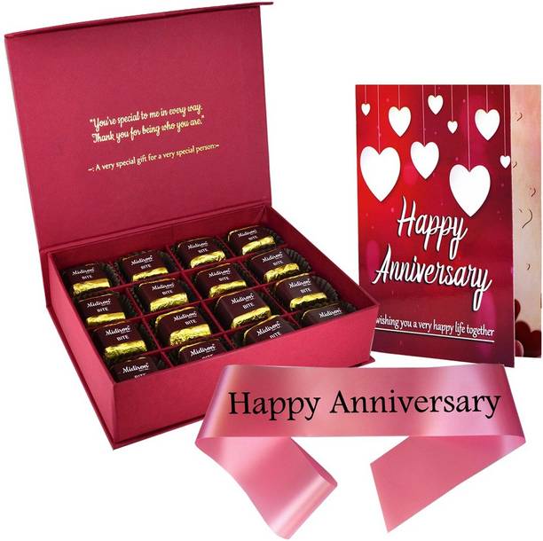 Midiron Marriage Anniversary Gifts| Happy Anniversary Gifts| Chocolate Anniversary Gifts, Greeting Card for Anniversary (192 g) Paper Gift Box