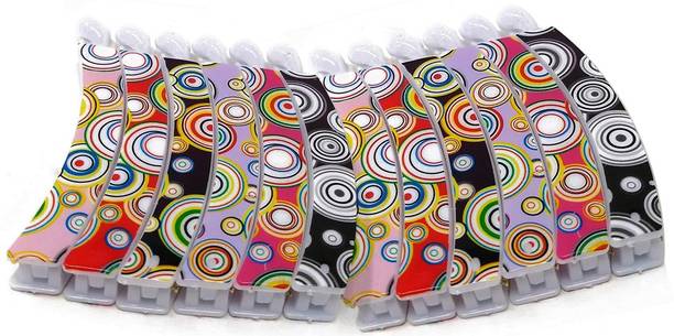 BHARATGAURAV Textured Plastic Banana Hair Clips for Girls and Women (Combo of 12, Multicolour) Banana Clip