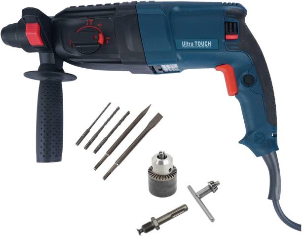 Ultra Touch 26mm 800W reversible rotary hammer drill machine SDS plus with 3 mode operation bits, 13mm Drill chuck, Key, SDS Adaptor and carrying box Hammer Drill (26 mm Chuck Size, 800 W) UTRH 2-26 WITH 13MM DRILL CHUCK Rotary Hammer Drill