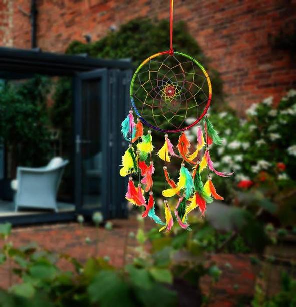 ILU Dream catcher Handmade Beaded Circular Net Decoration Ornament Size 16 CM Diameter Wool Dream Catcher