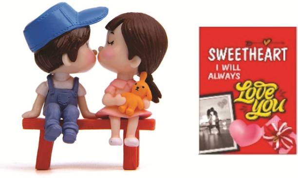 Chocozone Kissing Couple on Bench Resin Showpiece Couple Miniatures Romantic Gifts for Boyfriend डेकोरेटिव शोपीस  -  5.1 cm