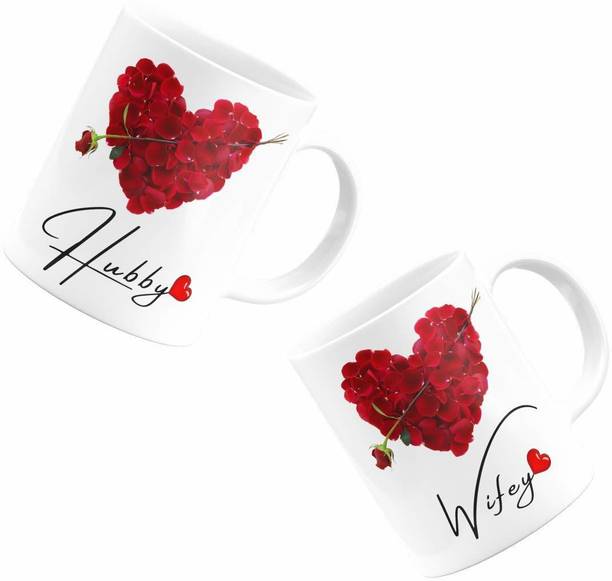 free ways Hubby Wifey Couple Ceramic Coffee, White - 2 Piece Set Ceramic Coffee Mug