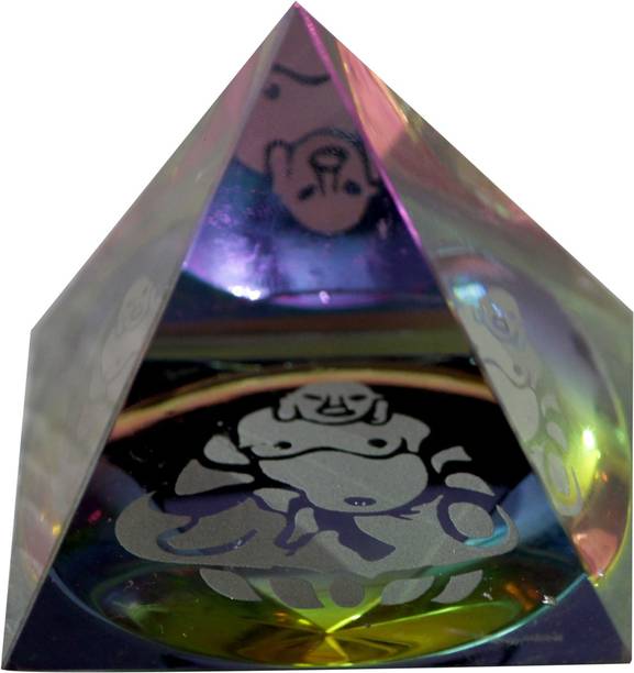 Vastu Art Vastu / Feng Shui / Crystal Pyramid Laughing Buddha inside For Positive Energy & Good Luck Decorative Showpiece  -  5 cm