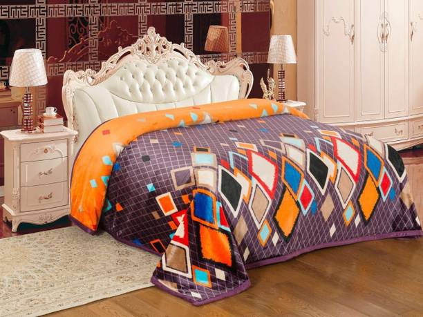 SIGNATURE Checkered Double Coral Blanket for  Heavy Winter