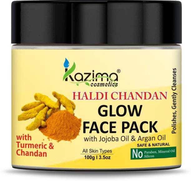 KAZIMA Haldi Chandan Glow Face Pack with Jojoba Oil & Argan Oil | Adds Glow | Unclogs Pores