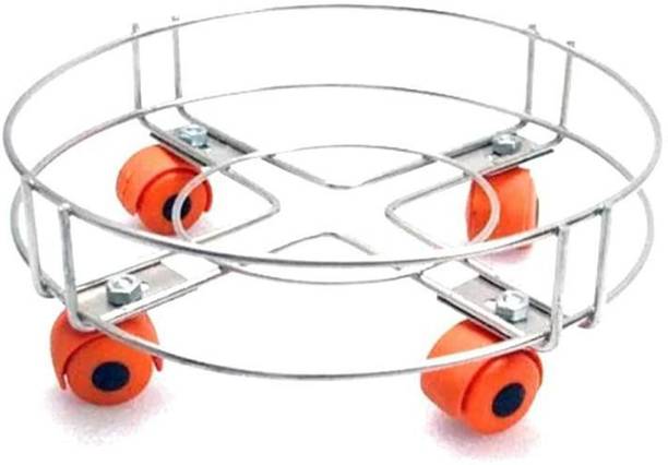 IRONTECH Lpg Gas Cylinder Trolley Stand Stainless Steel with Wheels Gas Cylinder Trolley