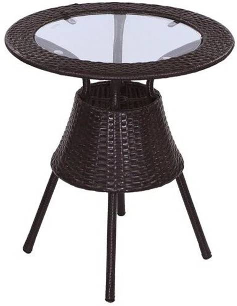 spacepanda Star Wicker and MS Frame Table for Outdoor, Garden, Patio, Balcony, Lawn, Porch (Mocha Brown) Metal Outdoor Table