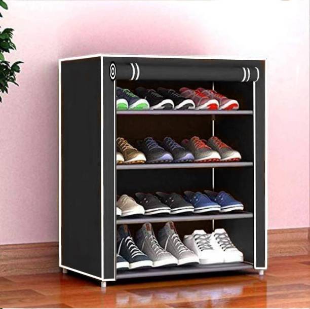 CMerchants Home Creative 4 layer collapsible shoe rack BLACK Metal Collapsible Shoe Stand