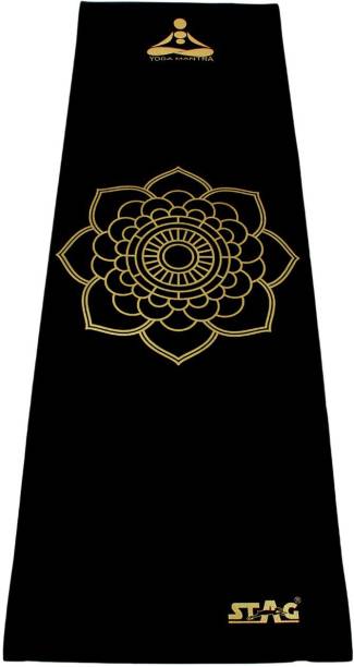 STAG YOGA MANTRA PRINTED MAT WITH COVER 180CM X 60CM Gold, Black 6 mm Yoga Mat