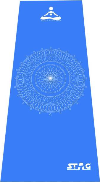 STAG YOGA MANTRA PRINTED WITH COVER 180X60CM Silver, Blue 6 mm Yoga Mat