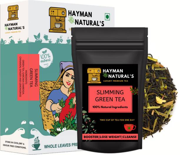 HAYMAN NATURAL'S Slimming Green Tea For Weight Loss and Belly Fat Made with Garcinia Cambogia,Lemongrass- Natural 28 Cups Green Tea Pouch