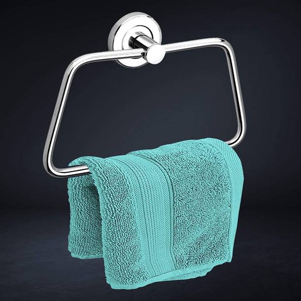 Plantex High-Grade Stainless Steel Towel Ring for Bathroom/Wash Basin/Napkin-Towel Hanger/Bathroom Accessories (Chrome-Rectangle) Set of 1 Napkin Rings