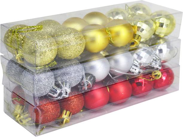 Flipkart SmartBuy Christmas Décor Ball, Christmas Tree Decoration Ornaments, Christmas Party Decorative Ball (Multi Color) (FSB@IZ21ChristmasNewBallMultiPack3-02) Balls Pack of 3