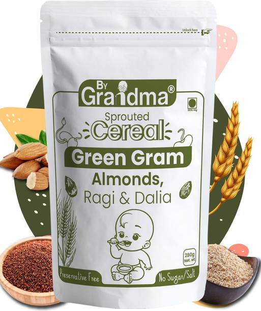 By Grandma Kids Porridge Mix - Sprouted Ragi, Green Gram, Dalia with Almonds For 12+ months Cereal