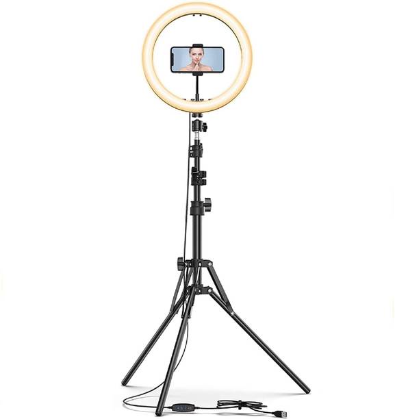 Wrapo 10" Professional big LED Ring Light With 6 Feet Tripod Stand | 3 color modes Dimmable Lighting | For YouTube | Photo-shoot | Video shoot | Live Stream | Makeup & Vlogging | Compatible with iPhone Android Phones Ring Flash