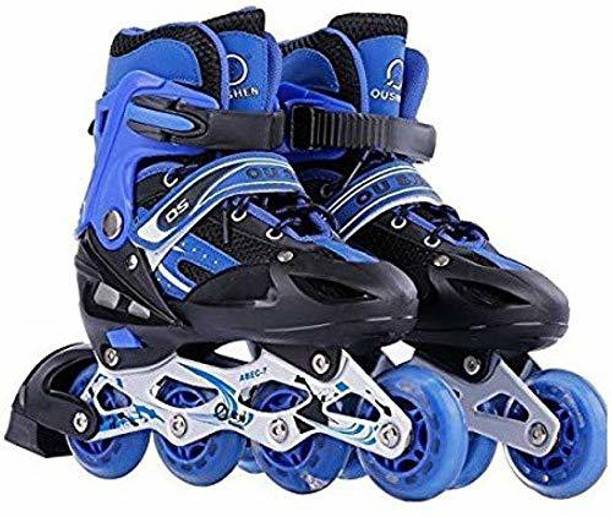 LAVNI Designed Sparkle Adjustable Inline Skates with Front Light up PU Wheels In-line Skates - Size Free  UK