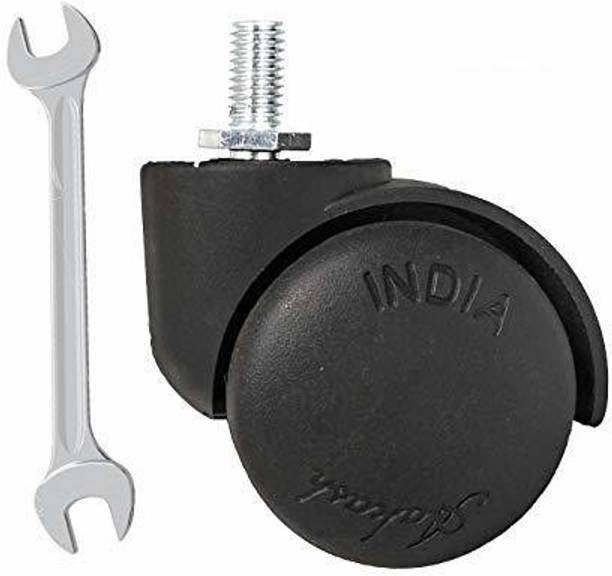 RAJCHEIF Twin Caster (India) Black Nylon Wheel for revolving Chair Base Set of-5 Piece in (Heavy Duty) Also Available in {Pin, Threaded, Threaded with Key} (Threaded with Key) Appliance Furniture Caster