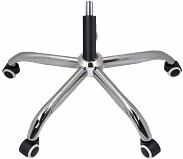 RAJCHEIF Steel Chrome (Spider) Chair Base + Gas Hydraulic Lift Cylinder (120 Mm) + Twin Caster Wheel Braking and Locking Furniture Caster