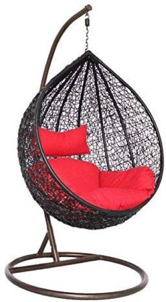 Furniture kart Hammock Swing with Stand Black & Red Steel Large Swing